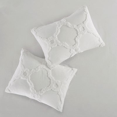  Pacey 3 Piece Tufted Cotton Chenille Geometric Comforter Set in Off White, King / Cal King Madison Park10-5988