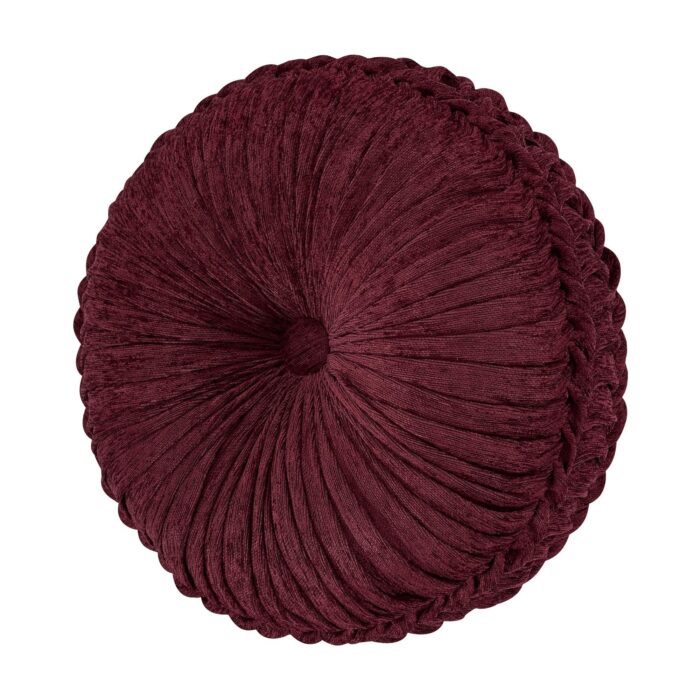 Garnet Tufted Round Decorative Throw Pillow in Red by JQueen NY