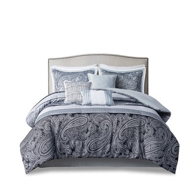  Neilsen 7 Piece Jacquard Comforter Set in Gray, Cal King Madison Park10-7898