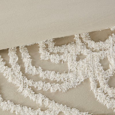  Laetitia Tufted Cotton Chenille Medallion Duvet Cover Set in Taupe, King / Cal King Madison Park12-7117