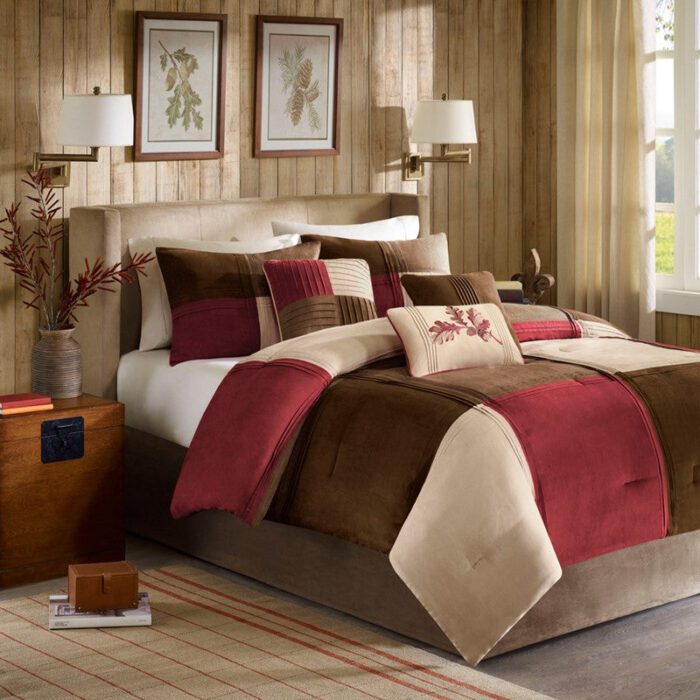  Jackson Blocks 7 Piece Comforter Set in Red, King Madison Park10-284