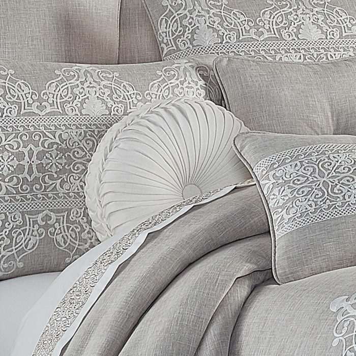 Aimee Tufted Round Decorative Throw Pillow in White | 100% Polyester by JQueen NY