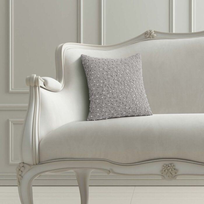 Bellissima 14" Square Decorative Throw Pillow Silver | Satin by JQueen NY