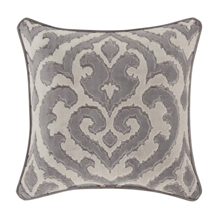 Belvedere 18" Square Decorative Throw Pillow in Silver by JQueen NY