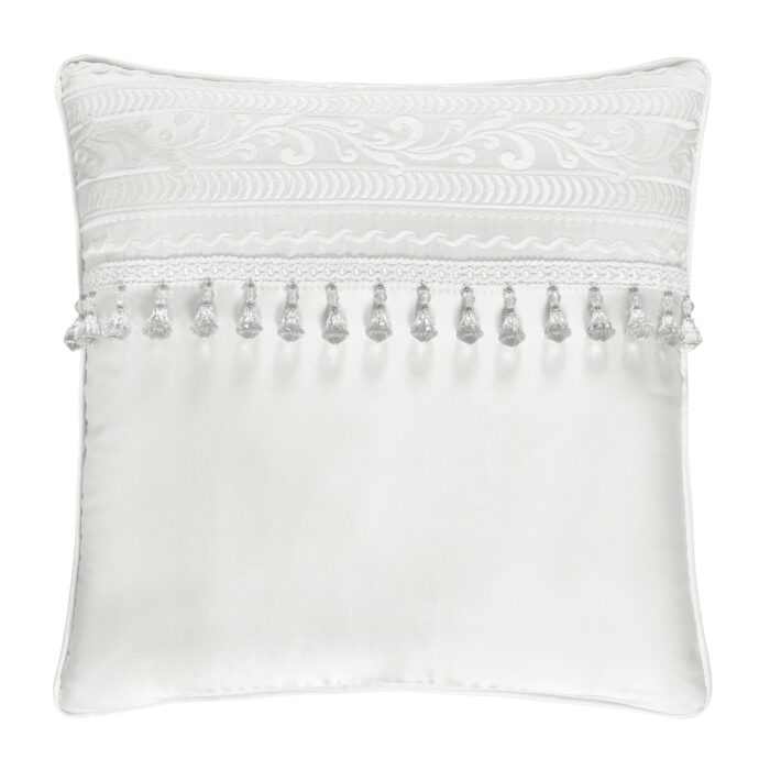 Bianco 18" Square Embellished Decorative Throw Pillow By JQueen NY New York