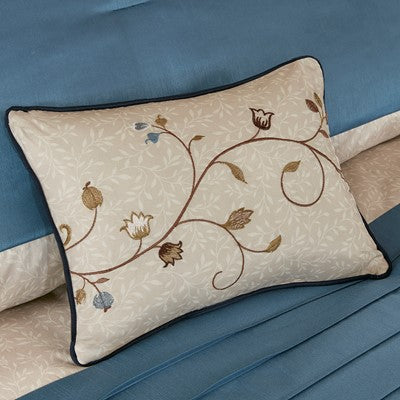  Serene Embroidered 7 Piece Comforter Set in Navy, Cal King Madison Park10-3451