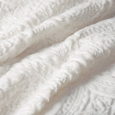  Arya Embroidered Medallion Faux Fur Ultra Plush Comforter Mini Set in Ivory, Twin Madison Park10-5057