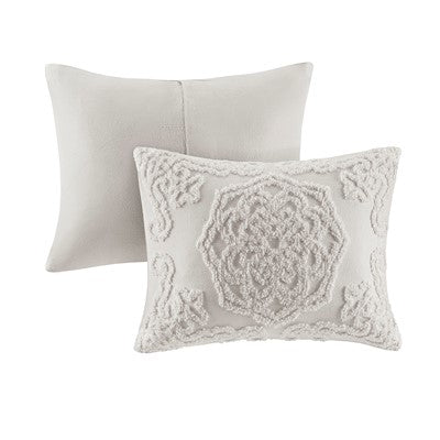  Laetitia Tufted Cotton Chenille Medallion Comforter Set in Grey, King / Cal King Madison Park10-5882