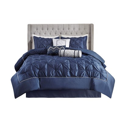  Laurel 7 Piece Tufted Comforter Set in Navy, Queen Madison Park10-2240