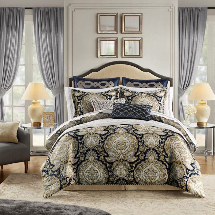 Valentina 4 Pcs Comforter Set in Navy, Queen Croscill Classics10-0004