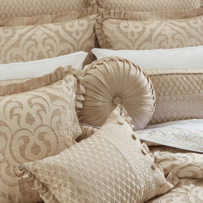Montpellier 20" Square Decorative Throw Pillow Sand | Satin by JQueen NY