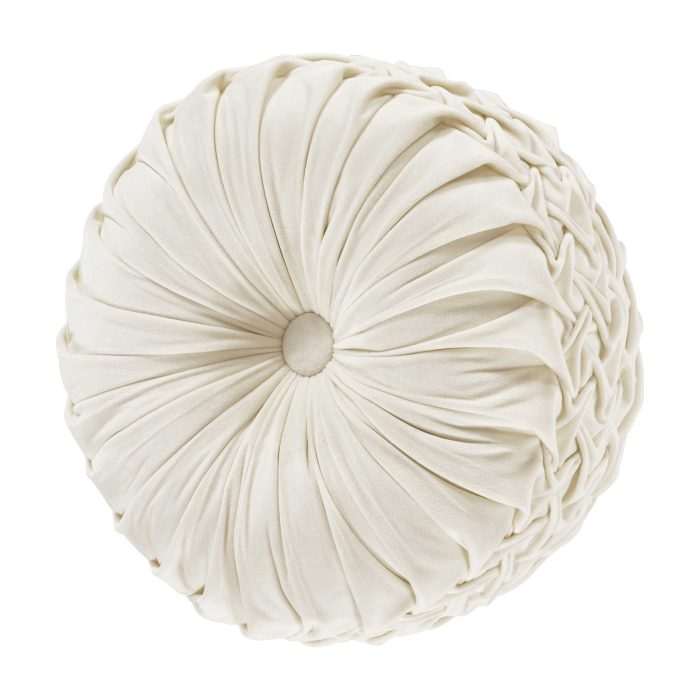 Opulence Tufted Round Decorative Throw Pillow Cream by JQueen NY