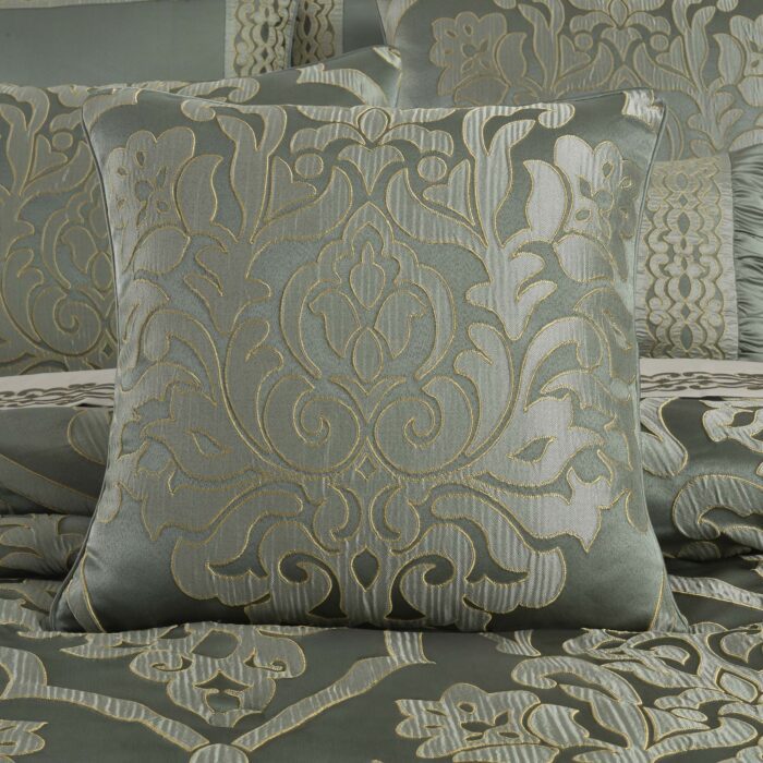Santino 20" Square Decorative Throw Pillow Jade | Satin by JQueen NY