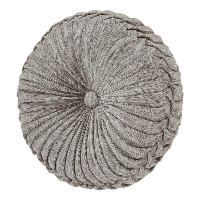 Tiana Tufted Round Decorative Throw Pillow in Silver by JQueen NY